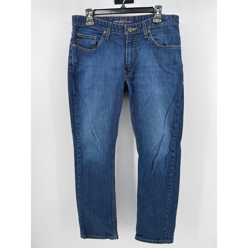 Johnston & Murphy Mens Jeans 33x30 Dark Wash Blue Straight Leg Stretch Denim